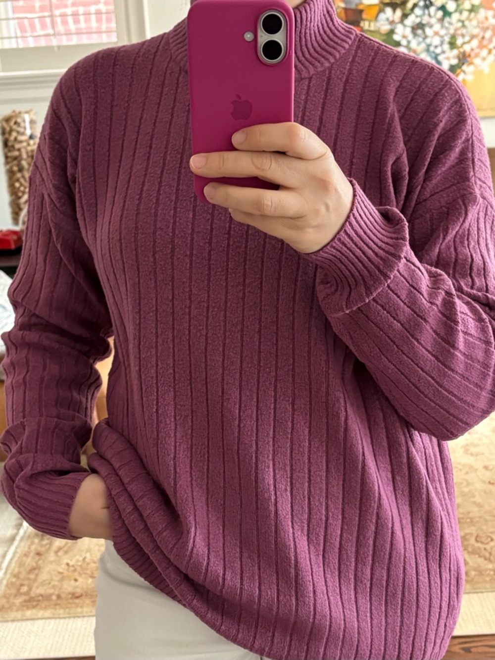 Eddie Bauer Women’s Ribbed Mock Neck Pullover Sweater - Mauve